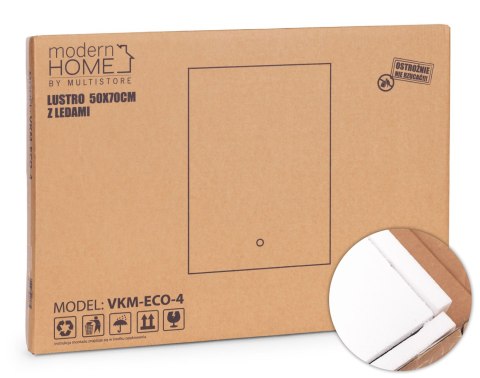 Lustro łazienkowe LED ścienne 50x70 cm 3 barwy włącznik dotykowy ModernHome ModernHome