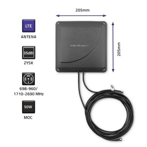 Qoltec Antena 4G LTE DUAL MIMO booster | 35 dBi | 50W | 2x SMA męski Qoltec