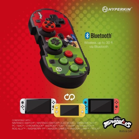 Hyperkin Pixel Art Zielony, Czerwony Bluetooth Gamepad Nintendo Switch, Nintendo Switch Lite, Nintendo Switch OLED No name