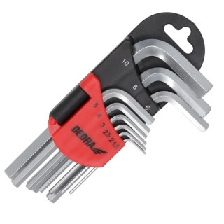Klucze sześciokątne krótkie 1.5-10mm zestaw 9szt, crv Dedra