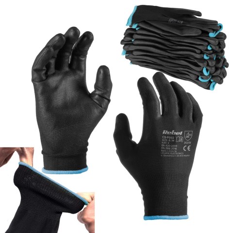Rękawice robocze poliuretanowe CS-P002 r.9 L (12kpl.) Rebel