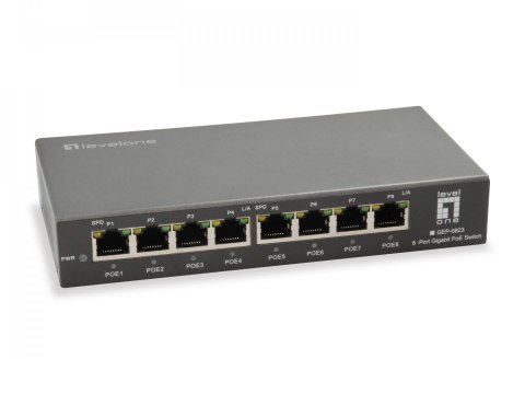 8-portowy gigabitowy przełącznik PoE, 802.3at/af PoE, 120W Producent: LEVELONE (GEP-0823) No name