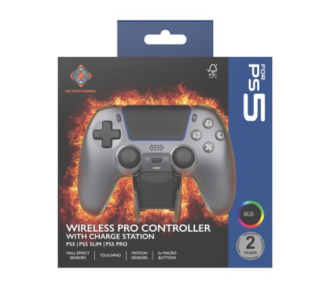 Deltaco Gaming GAM-199-STEELGRAY kontroler gier Szary, Metaliczny, Stal Bluetooth/USB Gamepad PlayStation 5, Android, iOS No name