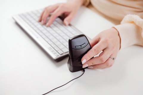 Mysz pionowa Bakker Elkhuizen DXT 3 - ergonomiczna, prawo- i leworęczna - optyczna - 7 przycisków - bezprzewodowa, przewodowa -  No name