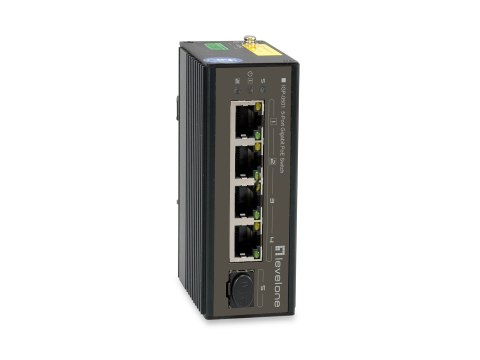 5-portowy gigabitowy przełącznik przemysłowy LevelOne - Szyna DIN - -30°C do 65°C - Gigabit Ethernet (10/100/1000) - Pełny duple No name