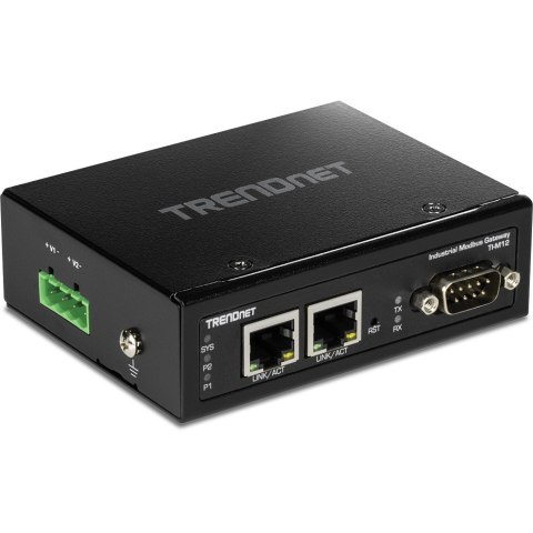Brama przemysłowa TRENDnet TI-M12 - 100Mb LAN, RS-232, RS-485, Modbus, RS-442 - DC - Możliwość montażu na ścianie / szynie DIN - No name