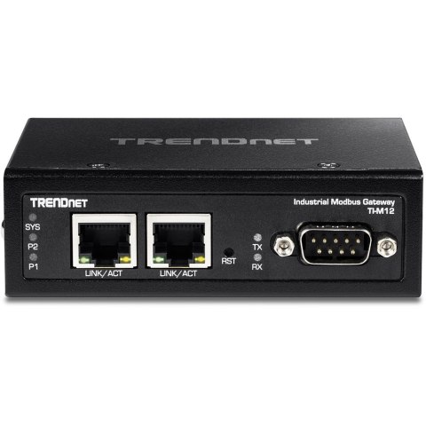 Brama przemysłowa TRENDnet TI-M12 - 100Mb LAN, RS-232, RS-485, Modbus, RS-442 - DC - Możliwość montażu na ścianie / szynie DIN - No name