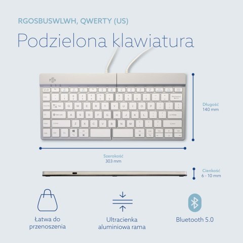 Klawiatura R-Go Tastatur Split Break US-Layout Bluetooth weiĂź No name