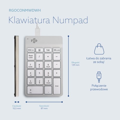 Klawiatura numeryczna Numpad Ścienna Kabel biała No name