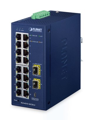 Planet IGS-4215-16T2S-U IP30 Industrial L2/L4 16-Port 10/100/1000T + 2-Port 100/1000X SFP Managed Switch No name