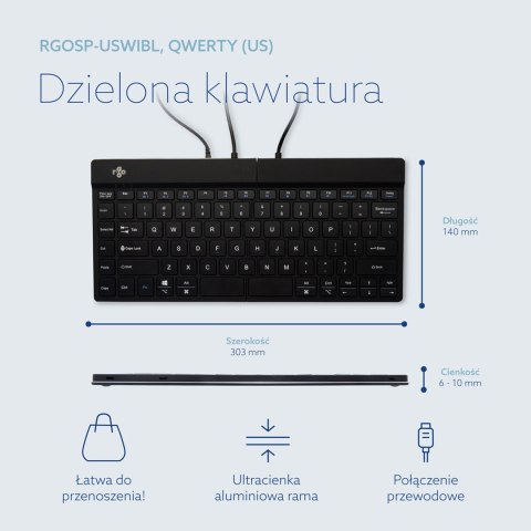 R-Go Tastatur Split Break US-Layout verkabelt schwarz No name