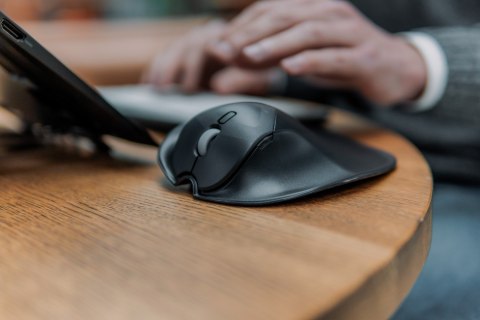 Bakker Elkhuizen HandShoeMouse Shift - mysz - ergonomiczna - prawo- i leworęczna - laserowa - 3 przyciski - bezprzewodowa No name