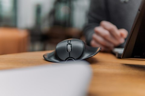 Bakker Elkhuizen HandShoeMouse Shift - mysz - ergonomiczna - prawo- i leworęczna - laserowa - 3 przyciski - bezprzewodowa No name