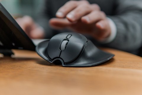 Bakker Elkhuizen HandShoeMouse Shift - mysz - ergonomiczna - prawo- i leworęczna - laserowa - 3 przyciski - bezprzewodowa No name