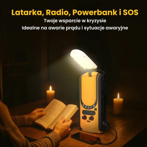 Extralink Power Ranger EPS-6000 | Powerbank | 6000mAh, Radio FM, Lampka LED, Dynamo, Panel solarny Extralink
