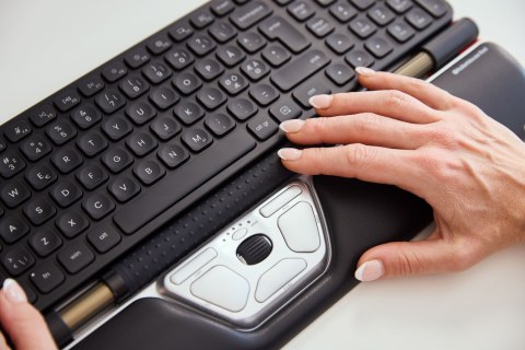 Myszka Contour Design RollerMouse Czerwona bezprzewodowa Bluetooth USB Type-C 2800 DPI Srebrny No name