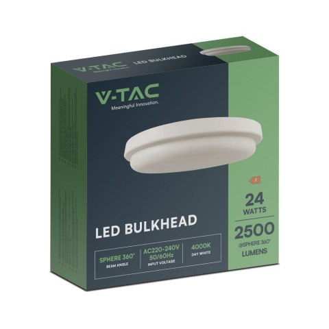 Oprawa sufitowa plafoniera V-TAC 24W LED okrągły 240x38mm IP54 VT-80024 4000K 2500lm