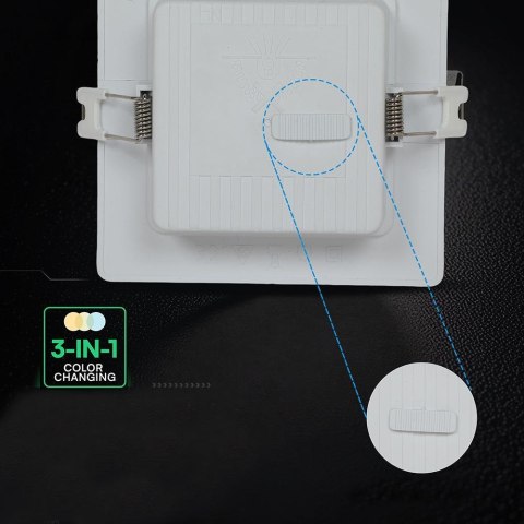 Panel wpuszczany downlight V-TAC 18W LED CREE CHIP kwadrat 220x220mm VT-61018CCT 3000K-4000K-6500K 1980lm 6 lat gwarancji