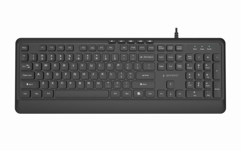GEMBIRD KLAWIATURA PRZEWODOWA MULTIMEDIALNA SLIM, USB 5 KLAWISZY HOTKEYS, US LAYOUT, CZARNA GEMBIRD
