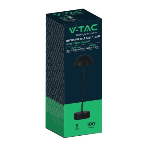 Lampka stołowa nocna V-TAC 3W LED 36cm ładowanie ściemnianie czarna VT-7574 3000K 100lm