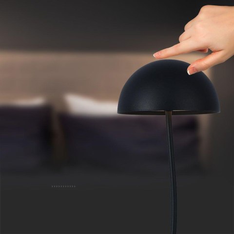Lampka stołowa nocna V-TAC 3W LED 36cm ładowanie ściemnianie czarna VT-7574 3000K 100lm