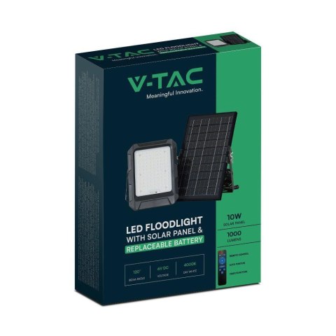 Naświetlacz LED solarny V-TAC 10W pilot auto timer IP65 czarny VT-55W 4000K 1000lm
