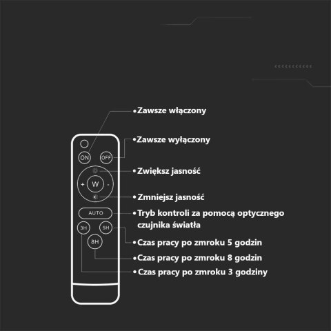 Naświetlacz LED solarny V-TAC 16W pilot auto timer IP65 VT-55200 6400K 1600lm