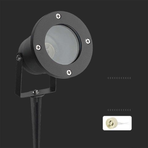 Oprawa gruntowa ogrodowa wbijana aluminium GU10 czarna IP65 V-TAC VT-7701 3 lata gwarancji