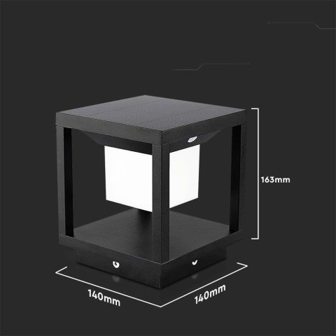 Słupek ogrodowy solarny V-TAC 2W LED czujnik ruchu IP65 czarny VT-11022 3000K 90lm 3 lata gwarancji