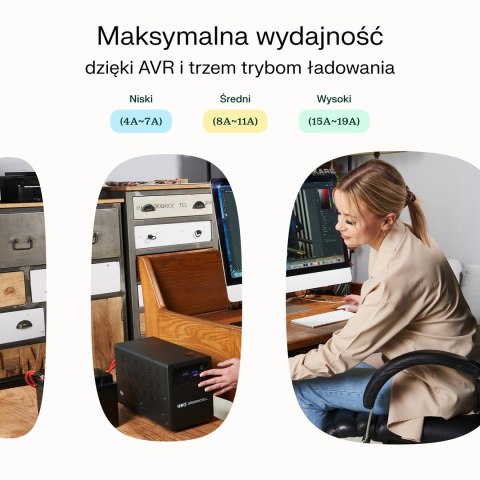 UPS zasilacz awaryjny Greencell PowerCore 2000VA 1200W AVR 24VDC LCD Green Cell