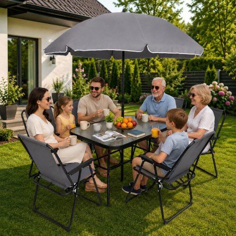 Zestaw Meble Ogrodowe Stół Krzesła Metalowe Parasol Na Balkon Taras Ogród LEAN