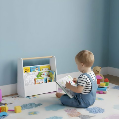 Biblioteczka dziecięca Montessori regał na książki organizer 2 poziomy biały ECOTOYS ECOTOYS