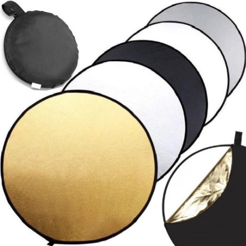 Blenda fotograficzna złota srebrna 5w1 składana 60 cm okrągła do zdjęć RTO