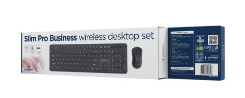 GEMBIRD BEZPRZEWODOWY ZESTAW KLAWIATURY + MYSZ SLIM PRO BUSINESS NA BIURKO, CZARNY, UKŁAD US GEMBIRD