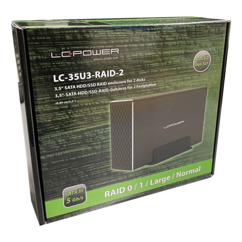 LC-Power LC-35U3-RAID-2 obudowa do dysków twardych Obudowa HDD Czarny 3.5" LC-POWER