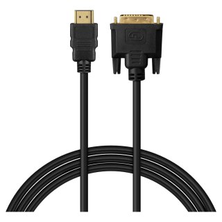 SAVIO KABEL HDMI 19PIN MĘSKI - DVI 18+1 MĘSKI 1,8M CZARNY ZŁOTE KOŃCÓWKI CL-212 SAVIO