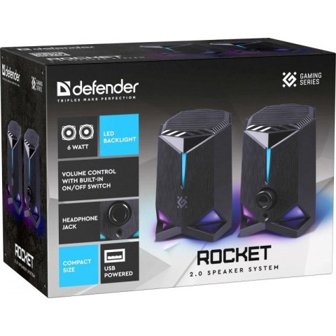DEFENDER GŁOŚNIKI ROCKET 2.0 6W LED USB CZARNE 65094 Defender