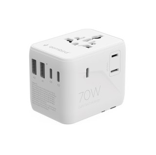 Gembird TPA-2A3C70-01-W Uniwersalny adapter podróżny 70 W, biały GEMBIRD