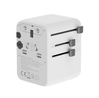 Gembird TPA-2A3C70-01-W Uniwersalny adapter podróżny 70 W, biały GEMBIRD