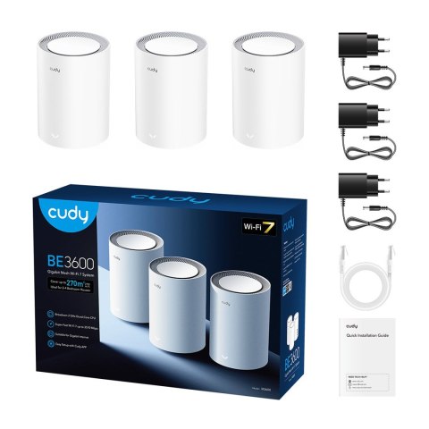 Cudy M3600 Dual-band (2.4 GHz/5 GHz) Wi-Fi 7 (802.11be) Biały 3 Wewnętrzny CUDY