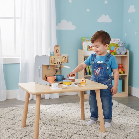 Drewniany ekspres do kawy dla dzieci 2w1 sklepik zestaw baristy 26 akcesoriów ECOTOYS ECOTOYS