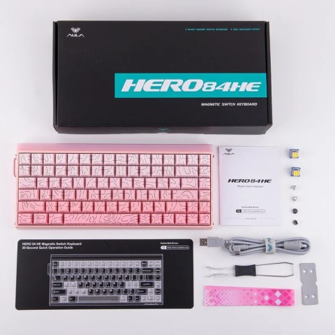Klawiatura gasket HERO84 HE PINK+Gradient+Contour Dragon King switch RGB AULA AULA
