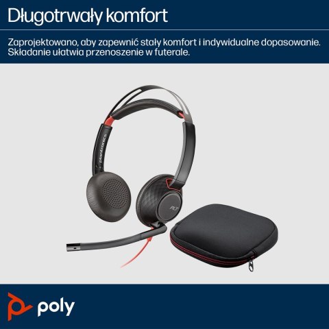 Poly Blackwire 5220 Stereo USB-C Headset +3.5mm Plug +USB-C/A Adapter POLY