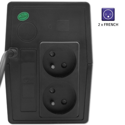 Qoltec 53772 zasilacz UPS Technologia line-interactive 0,65 kVA 360 W 1 x gniazdo sieciowe Qoltec