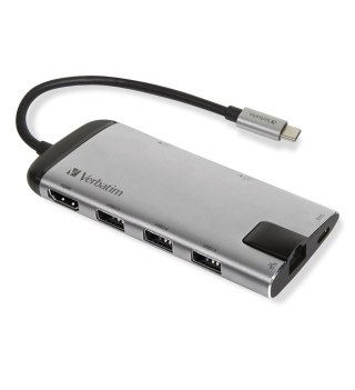 VERBATIM MULTIPORT USB-C 3.1, 3X USB 3.0, HDMI 4K, RJ45, SD/MICRO SD 49142 Verbatim