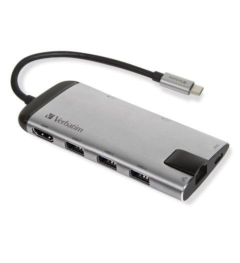 VERBATIM MULTIPORT USB-C 3.1, 3X USB 3.0, HDMI 4K, RJ45, SD/MICRO SD 49142 Verbatim