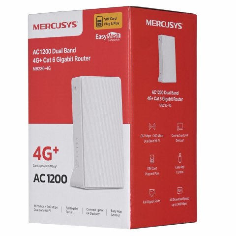Mercusys MB230-4G router bezprzewodowy Gigabit Ethernet Dual-band (2.4 GHz/5 GHz) Biały MERCUSYS