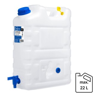 Kanister na wodę pitną z kranikiem i odpowietrznikiem, tworzywo HDPE, 20L Kamai SimplyCan