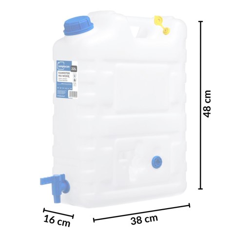 Kanister na wodę pitną z kranikiem i odpowietrznikiem, tworzywo HDPE, 20L Kamai SimplyCan
