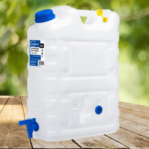 Kanister na wodę pitną z kranikiem i odpowietrznikiem, tworzywo HDPE, 20L Kamai SimplyCan